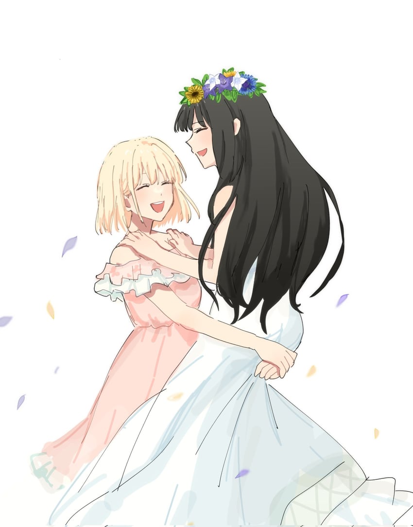 nishikigi chisato and inoue takina (lycoris recoil) drawn by kumtlekumtle
