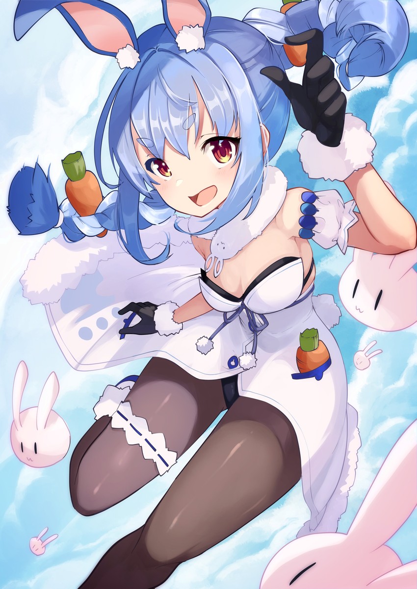 usada pekora and don-chan (hololive) drawn by risumi_(taka-fallcherryblossom)