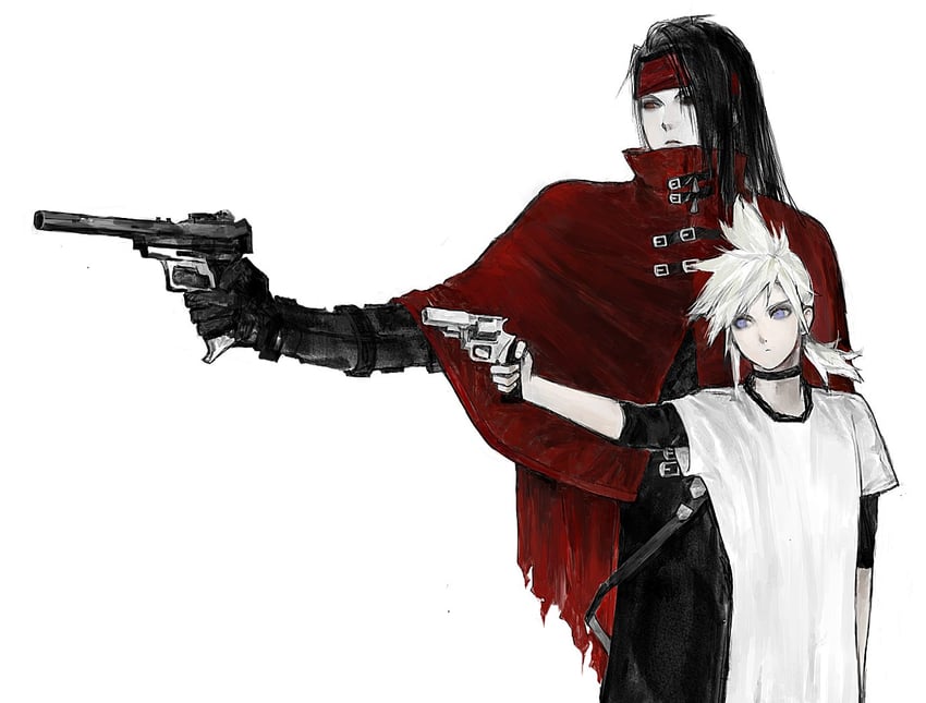 cloud strife and vincent valentine (final fantasy and 3 more) drawn by cloud_virtu