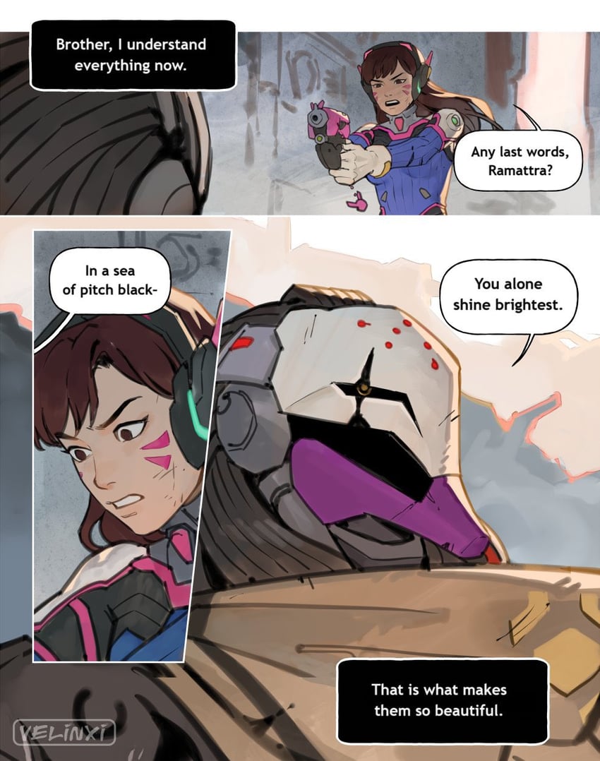 d.va and ramattra (overwatch and 1 more) drawn by velinxi