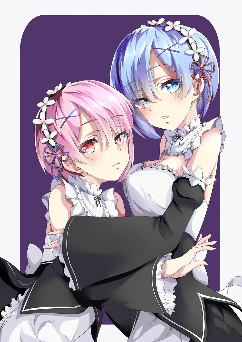 rem and ram (re:zero kara hajimeru isekai seikatsu) drawn by xinshijie_de_akalin