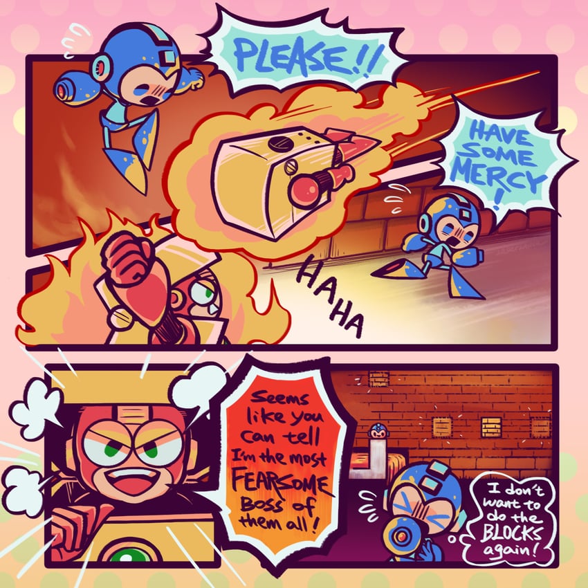 mega man and heat man (mega man and 1 more) drawn by laser-lance