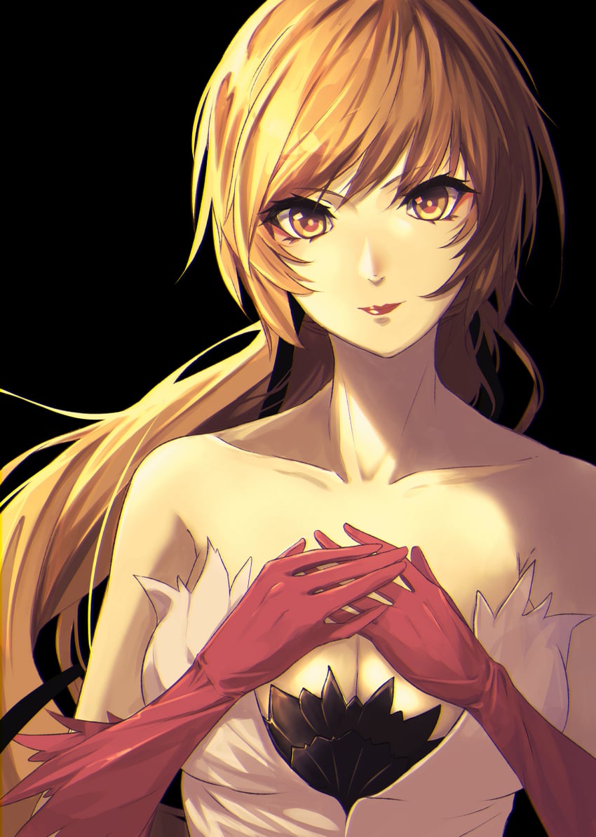 oshino shinobu and kiss-shot acerola-orion heart-under-blade (monogatari) drawn by narumi_muran
