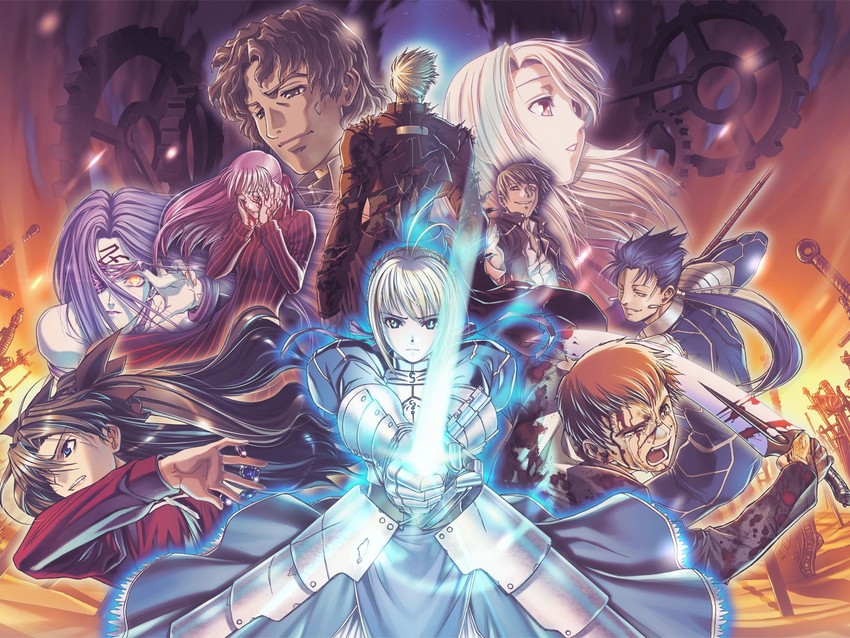artoria pendragon, saber, tohsaka rin, illyasviel von einzbern, gilgamesh, and 7 more (fate and 3 more) drawn by hiroe_rei