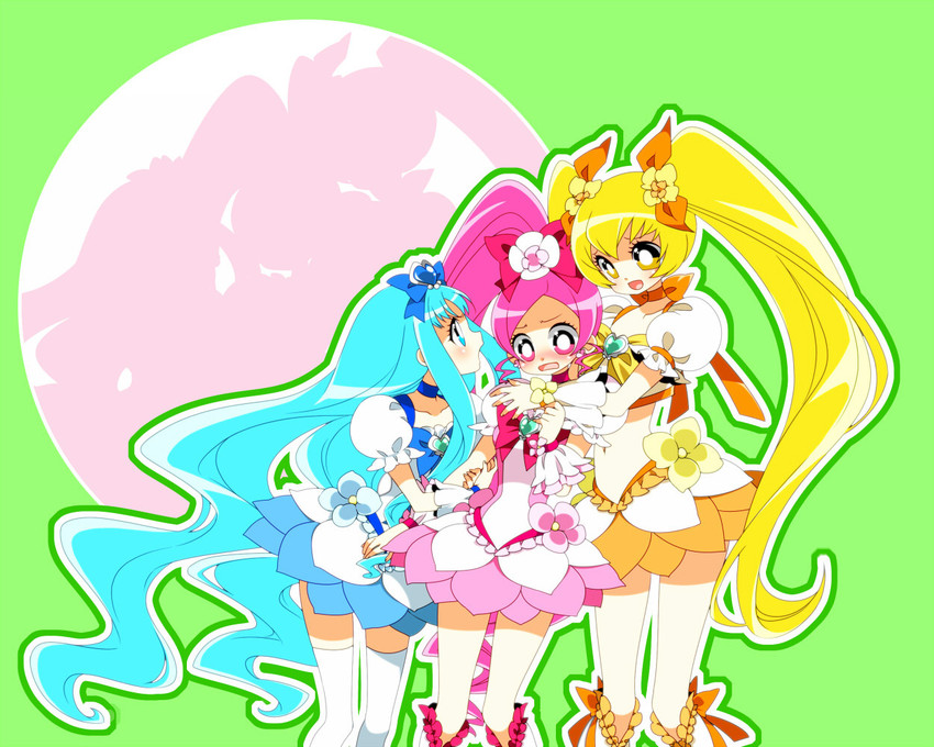 kurumi erika, hanasaki tsubomi, myoudouin itsuki, cure marine, cure blossom, and 1 more (precure and 1 more) drawn by wakenko_(pixiv_141346)