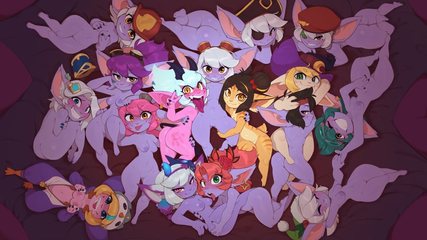 tristana, dragon trainer tristana, firecracker tristana, spirit blossom tristana, pengu cosplay tristana, and 10 more (league of legends) drawn by huffslove
