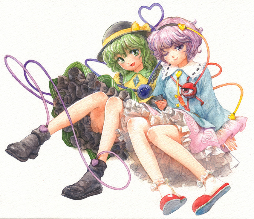 komeiji koishi and komeiji satori (touhou) drawn by misawa_hiroshi