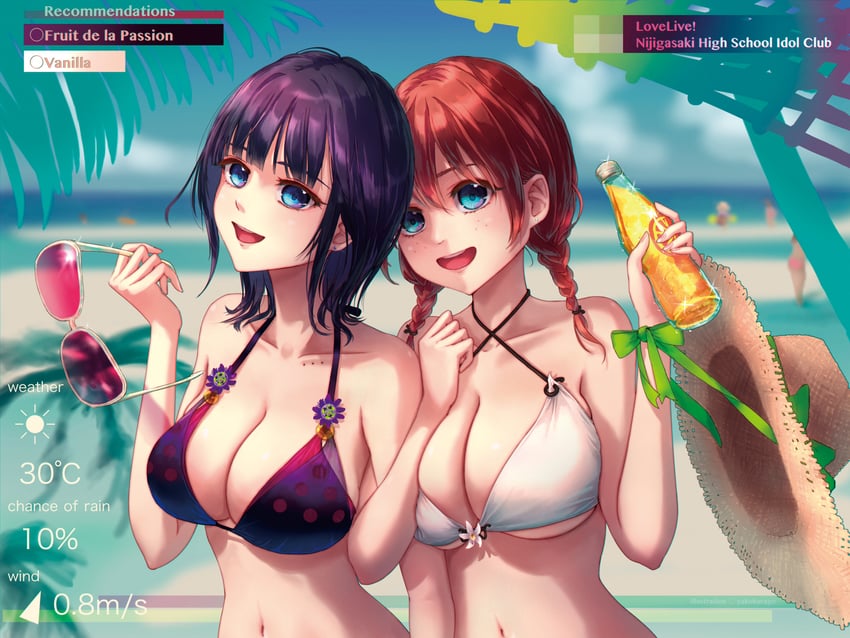emma verde and asaka karin (love live! and 1 more) drawn by yakou_kurage