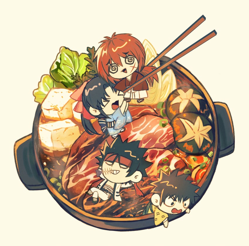 himura kenshin, kamiya kaoru, sagara sanosuke, and myoujin yahiko (rurouni kenshin) drawn by geolu
