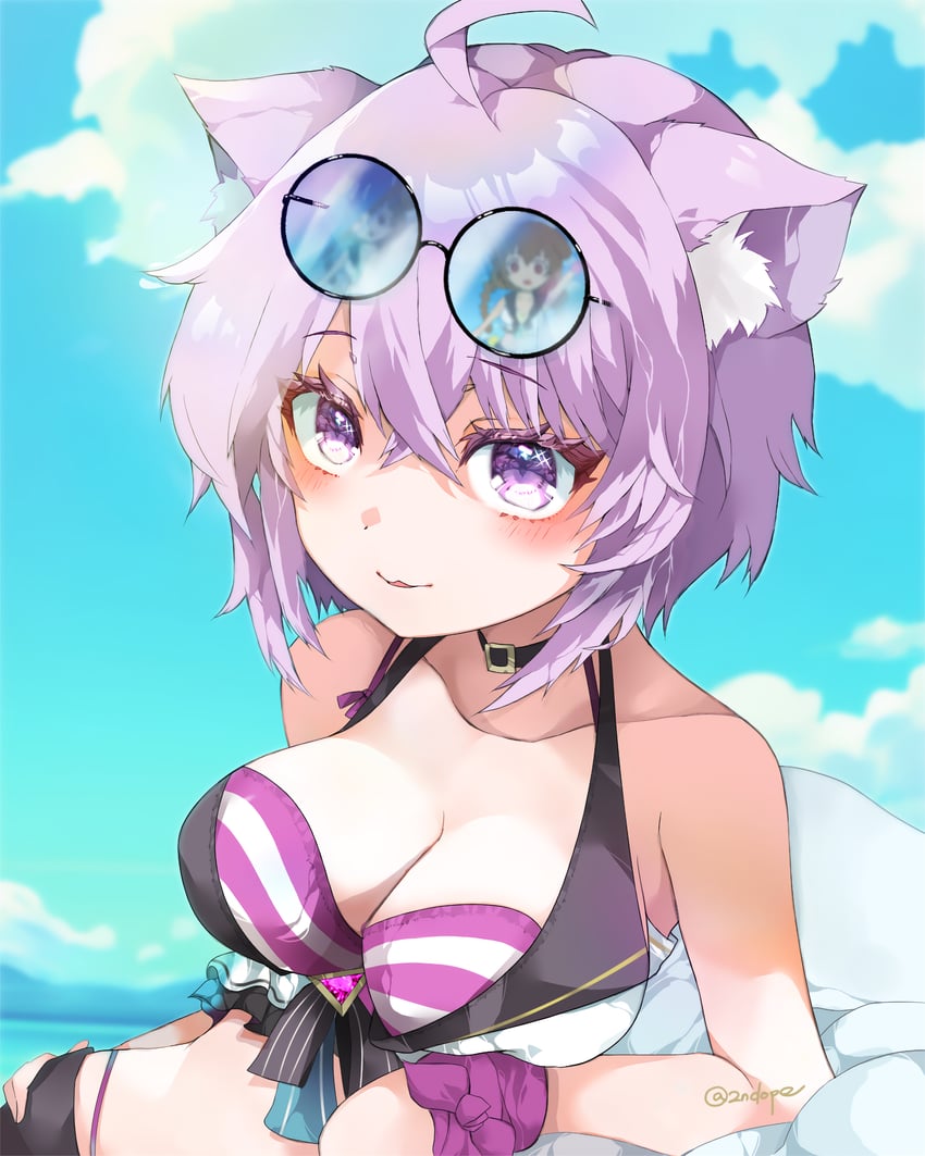 nekomata okayu and inugami korone (hololive) drawn by 2ndope