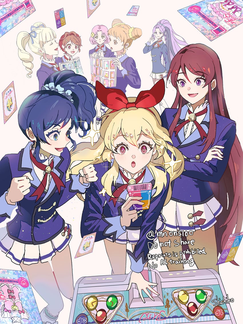 hoshimiya ichigo, kiriya aoi, todo yurika, shibuki ran, arisugawa otome, and 3 more (aikatsu!) drawn by shichiko_(kerori)