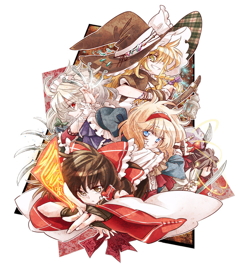 hakurei reimu, kirisame marisa, izayoi sakuya, and alice margatroid (touhou) drawn by arata_iri