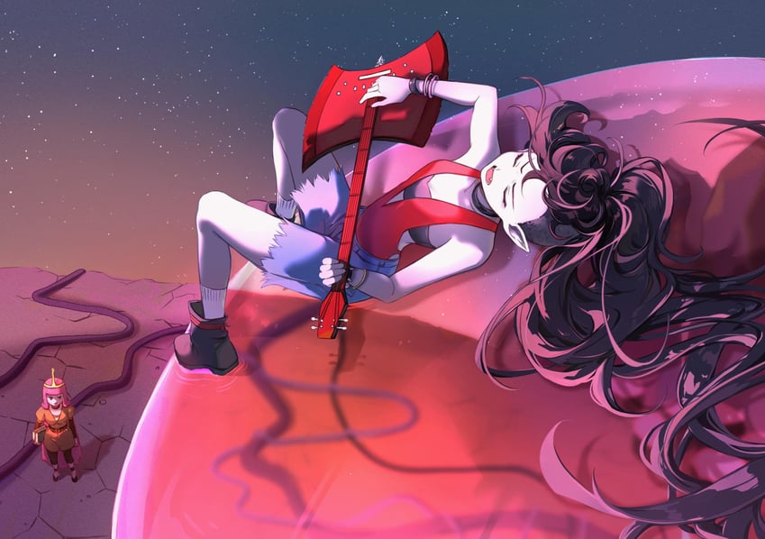 marceline abadeer and princess bonnibel bubblegum (adventure time and 1 more) drawn by eden_(eden871225)
