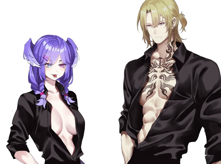 selen tatsuki and luca kaneshiro (nijisanji and 1 more) drawn by luxiemsimping