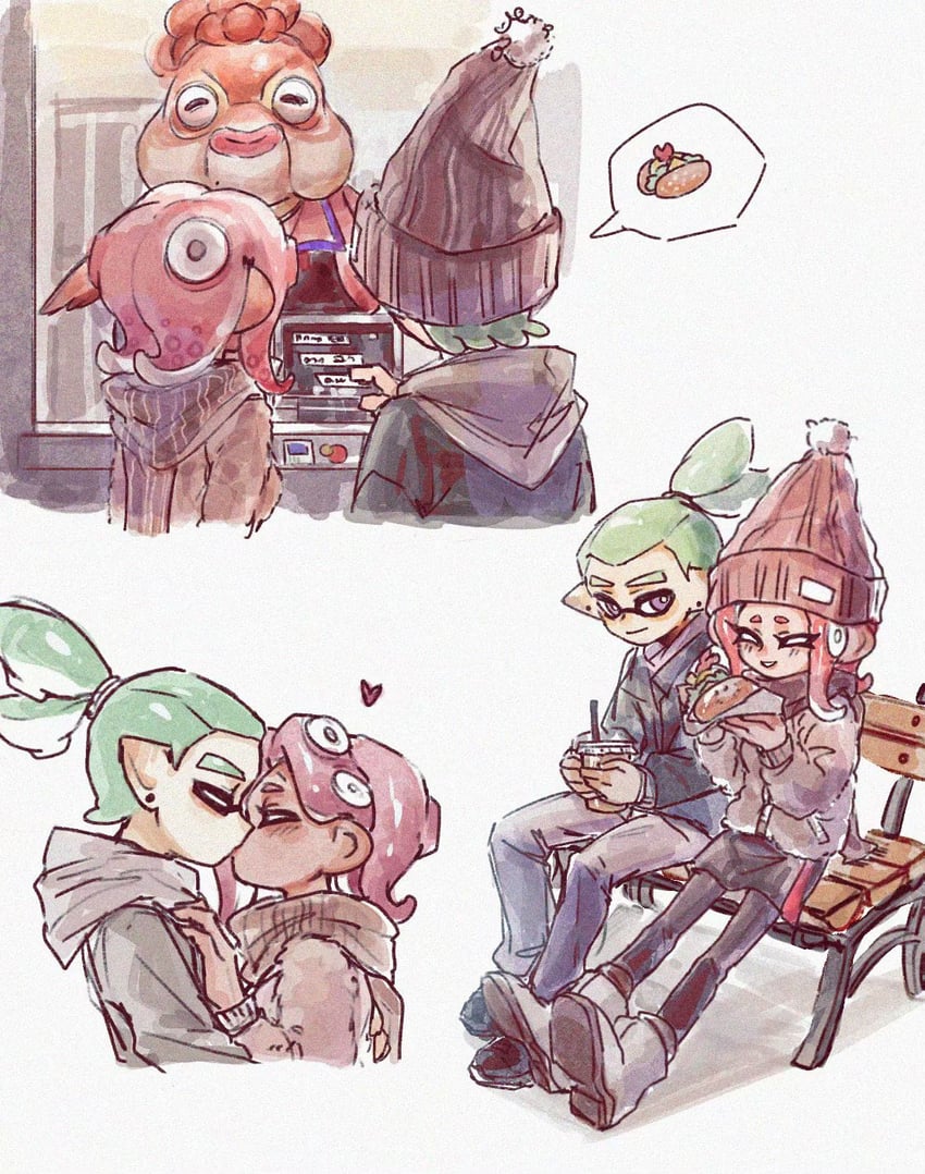 inkling player character, octoling player character, octoling girl, inkling boy, agent 8, and 2 more (splatoon) drawn by gucandiyi52092