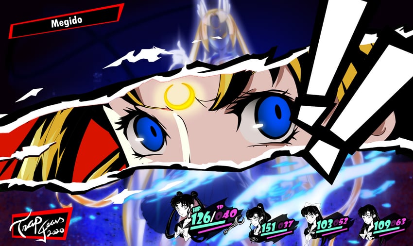 tsukino usagi, sailor moon, aino minako, hino rei, kino makoto, and 1 more (persona and 2 more) drawn by trapgears