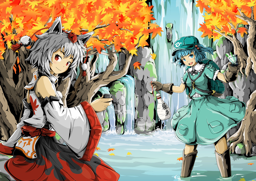 inubashiri momiji and kawashiro nitori (touhou) drawn by coba_(bushclover)