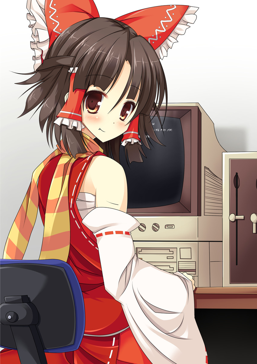 hakurei reimu and benikurage (touhou and 1 more) drawn by szk