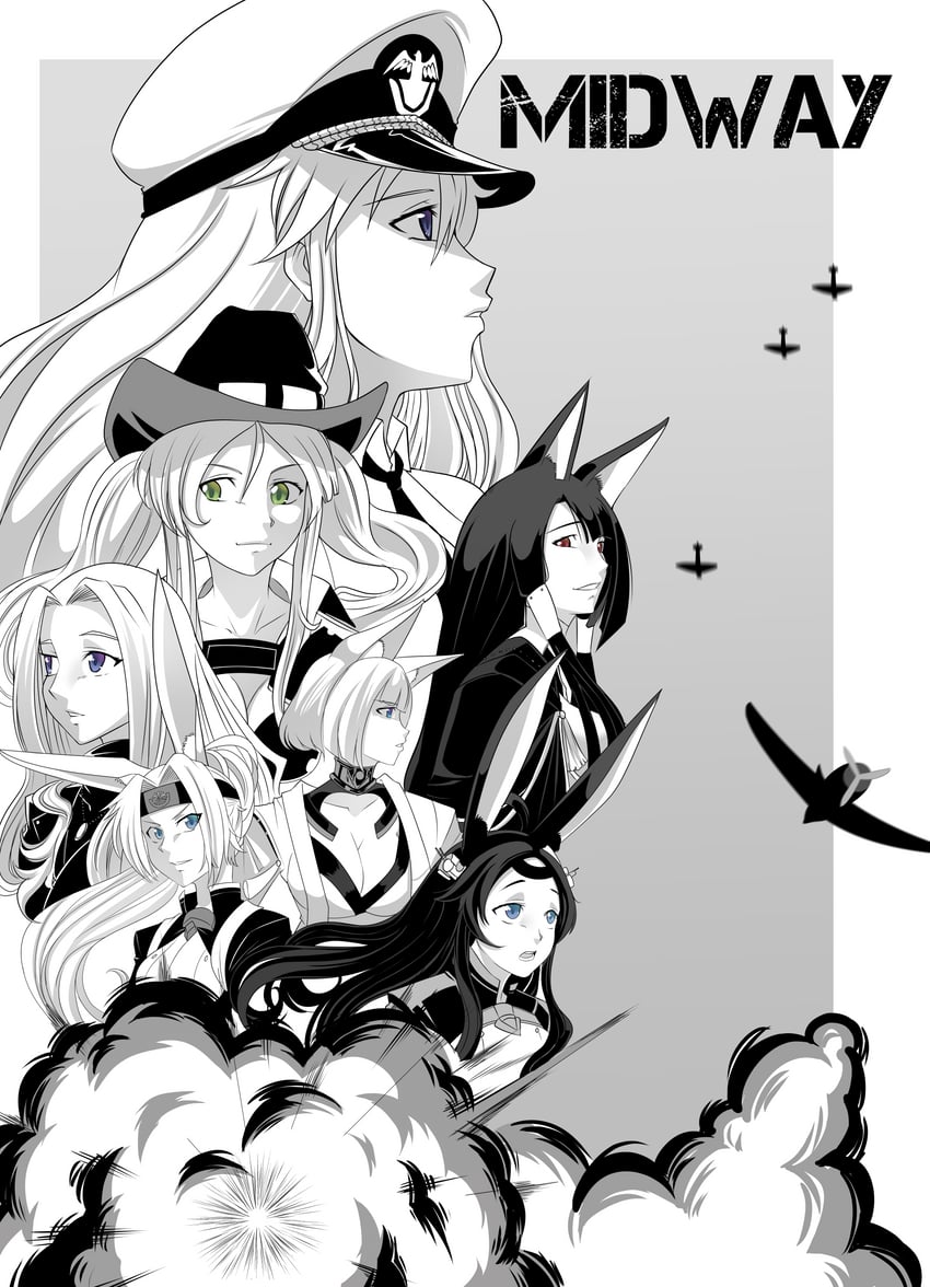 kaga, enterprise, akagi, yorktown, hornet, and 2 more (azur lane and 2 more) drawn by alex_kellar