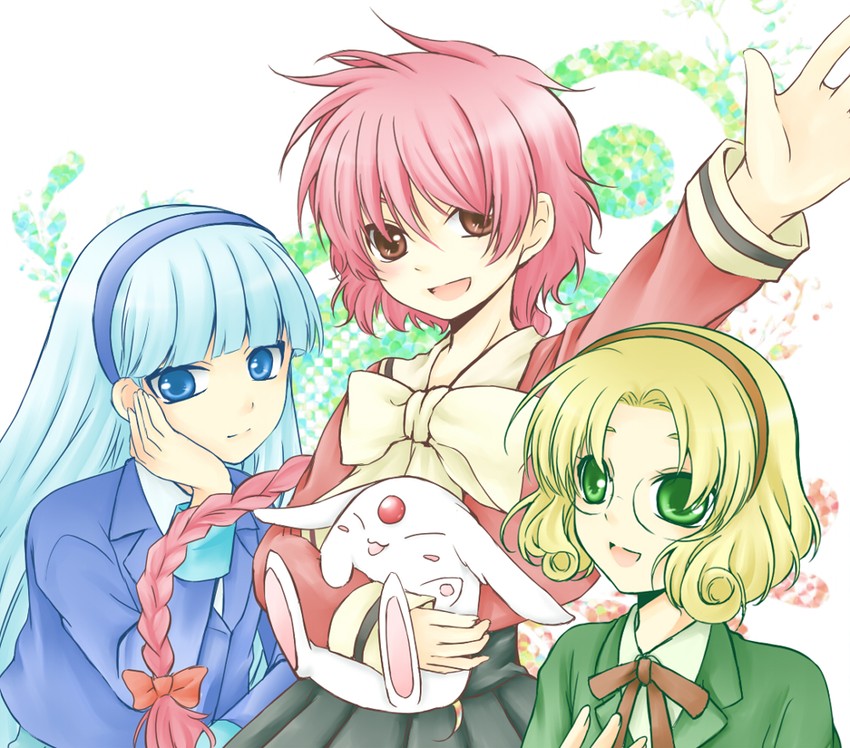 shidou hikaru, ryuuzaki umi, hououji fuu, and mokona (magic knight rayearth) drawn by kokorouta