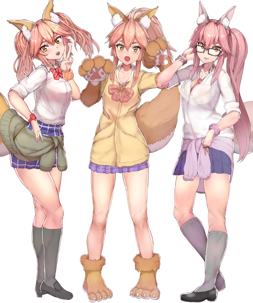 tamamo, tamamo cat, koyanskaya, and tamamo jk (fate and 3 more) drawn by sikijou77o