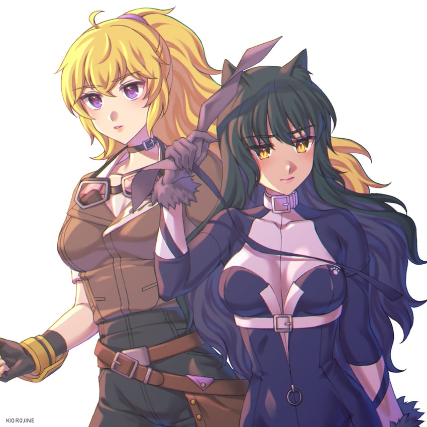 yang xiao long and blake belladonna (rwby and 1 more) drawn by kio_rojine