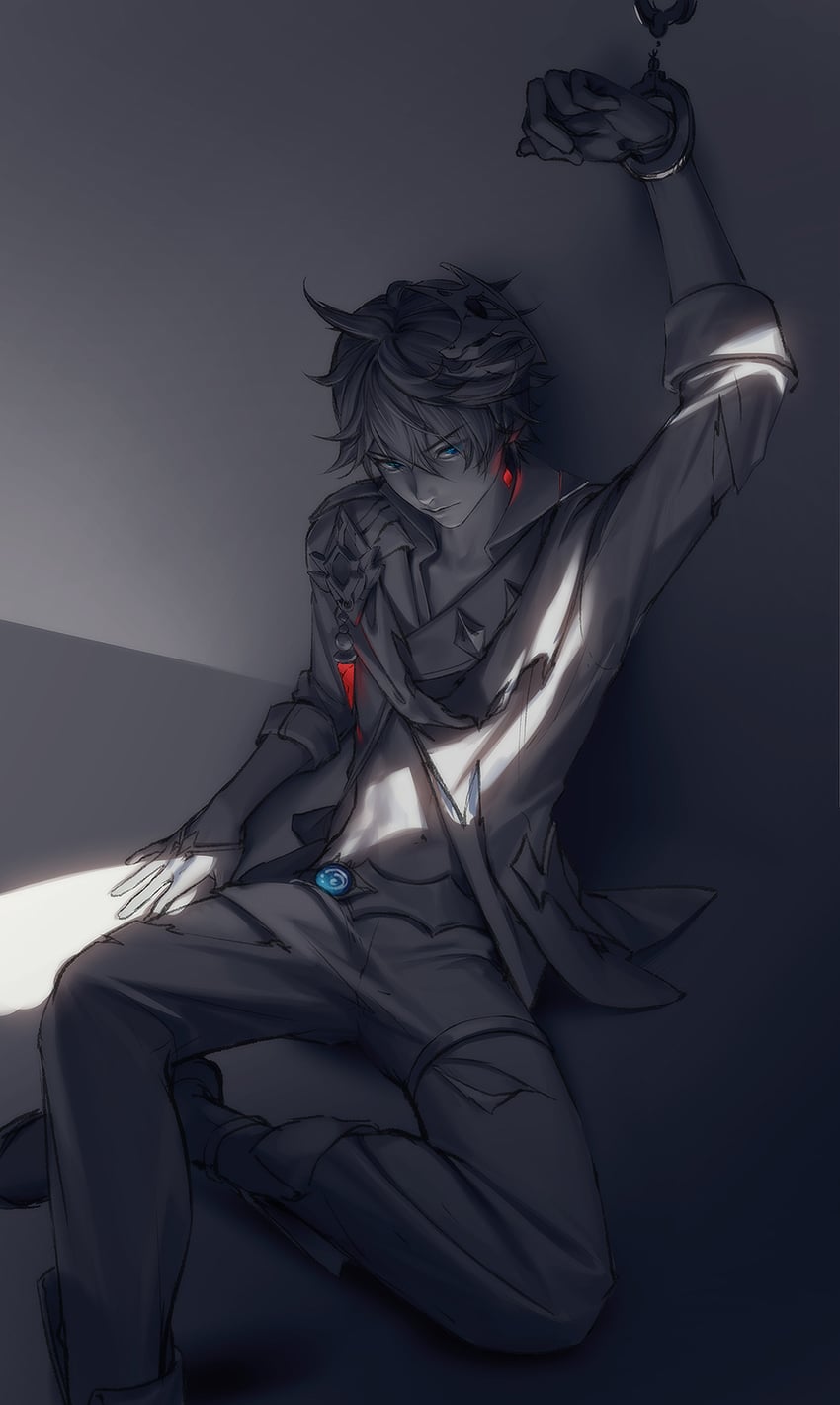 tartaglia (genshin impact) drawn by hanayaka