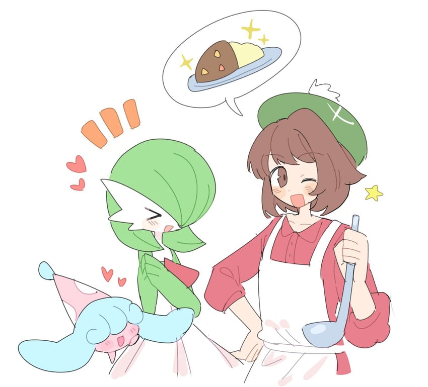 gardevoir, gloria, and hatenna (pokemon and 1 more) drawn by han0579