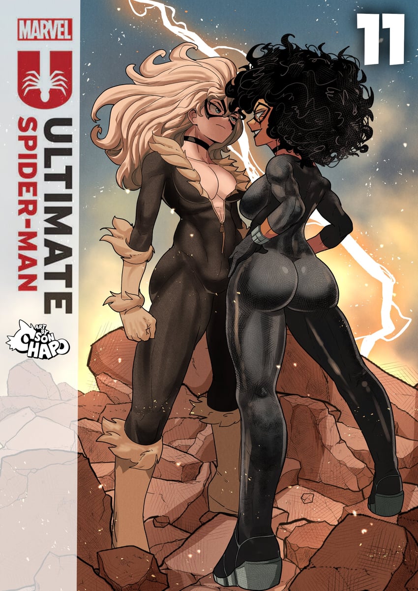 black cat and felicia hardy (marvel and 2 more) drawn by sonchapo