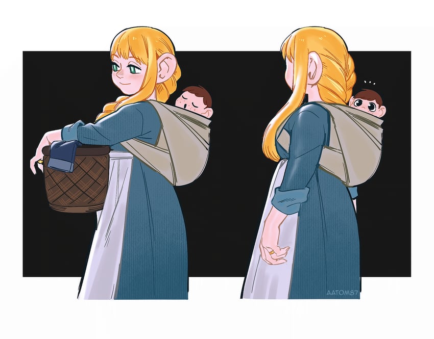 marcille donato and chilchuck tims (dungeon meshi) drawn by aatom87