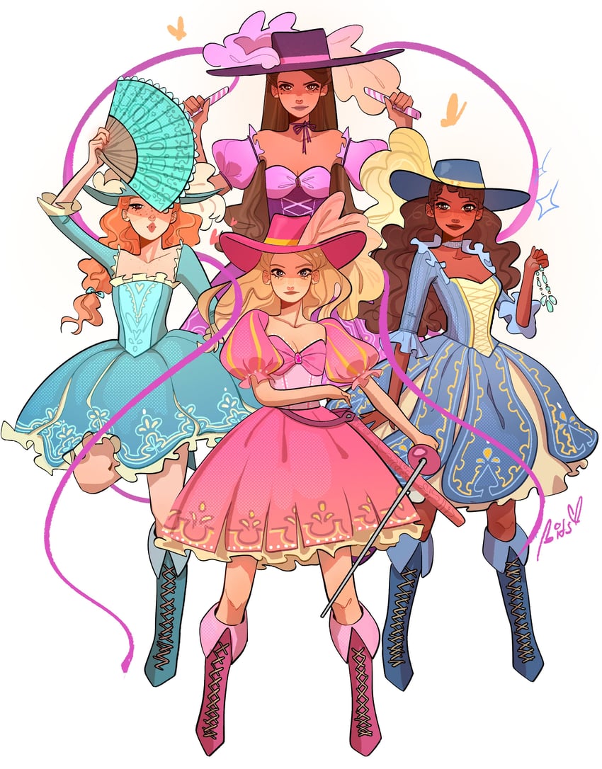 barbie, corinne, nikki, summer, renee, and 2 more (barbie and 1 more) drawn by bitsbytits