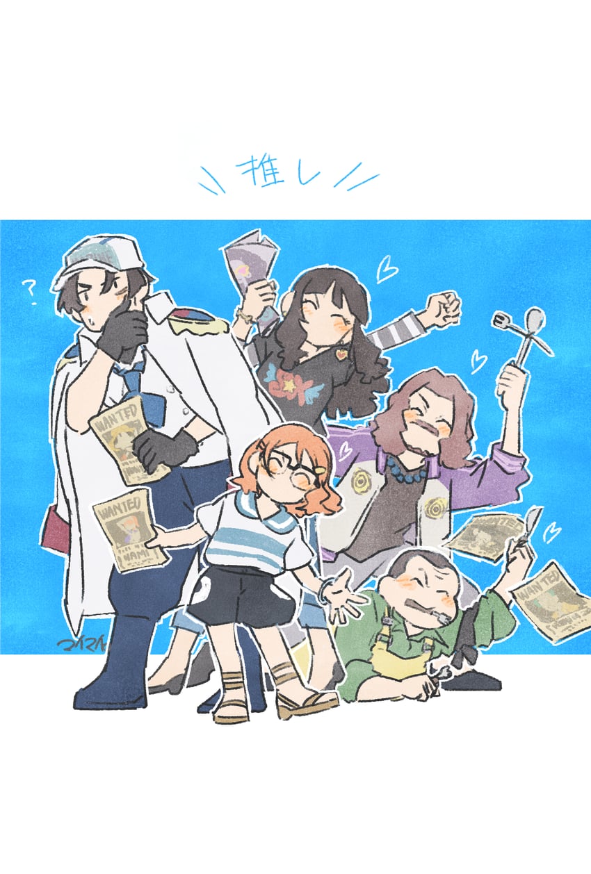 elder marine brother, nami's fangirl, bookstore part-timer, mihawk's fanboy, and zoro's fanboy (one piece and 1 more) drawn by maimai4510822