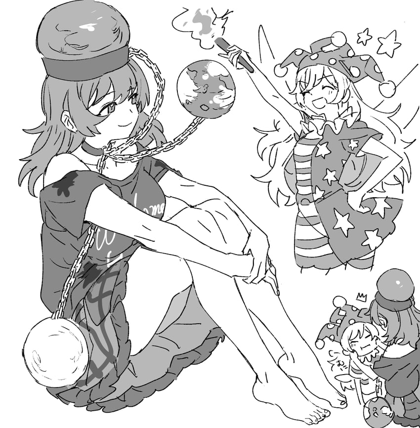 clownpiece and hecatia lapislazuli (touhou) drawn by mero_(starfish_jcs)