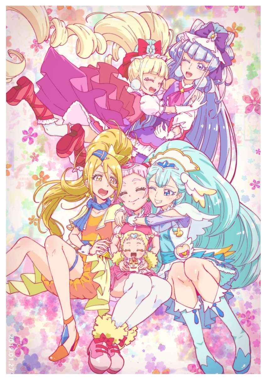 nono hana, yakushiji saaya, ruru amour, aisaki emiru, cure yell, and 7 more (precure and 1 more) drawn by tj-type1