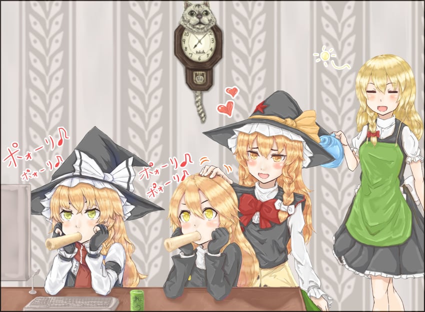 kirisame marisa, rei, uzuki, mars, azusa, and 1 more (touhou and 2 more) drawn by haiperion_buzan