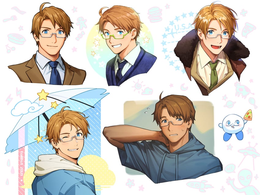 america and mochimerica (axis powers hetalia) drawn by to@st