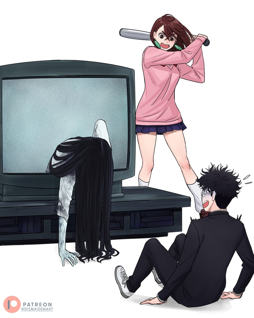 ayase momo, takakura ken, and yamamura sadako (dandadan and 1 more) drawn by dismaiden