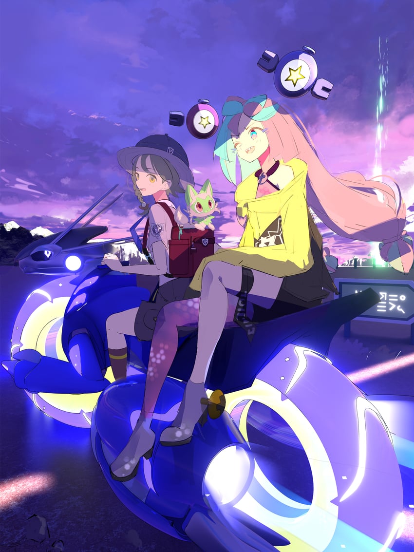 iono, juliana, sprigatito, and miraidon (pokemon and 1 more) drawn by gurumaruhana