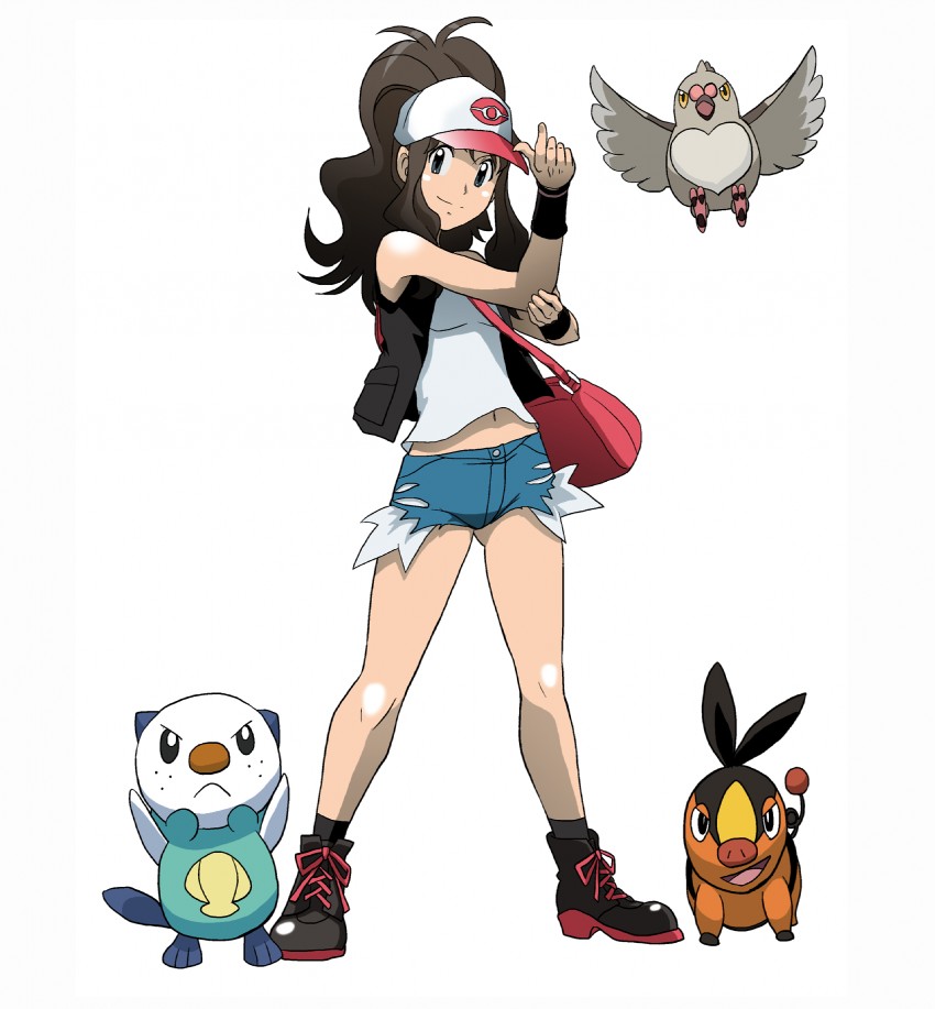 hilda, oshawott, tepig, and pidove (pokemon and 1 more) drawn by takaya_n