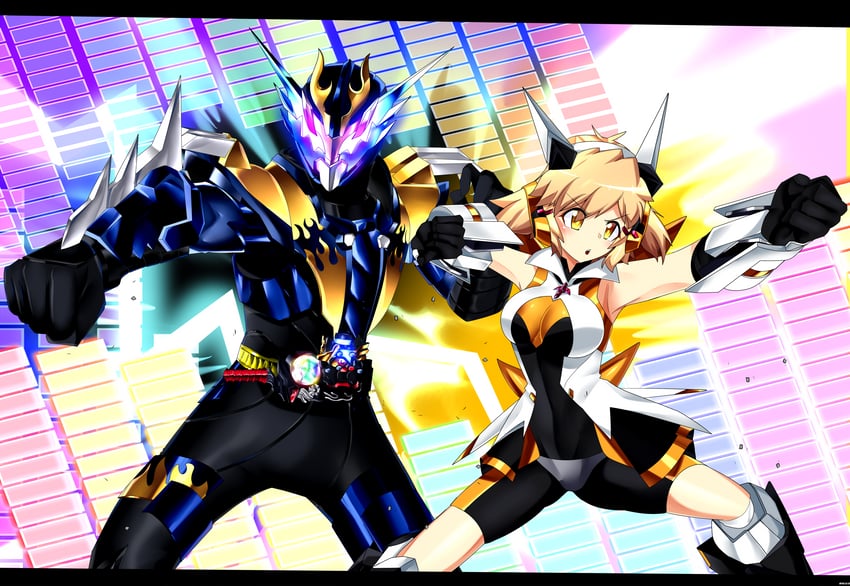 tachibana hibiki and kamen rider cross-z (kamen rider and 2 more) drawn by reiei_8
