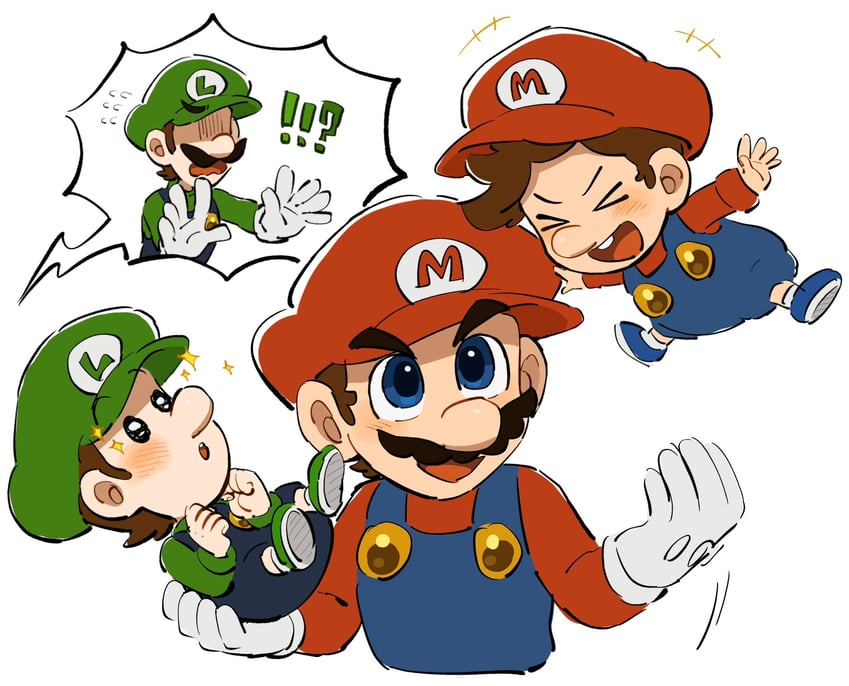 mario, luigi, baby mario, and baby luigi (mario) drawn by mimimi_(mimimim9999)