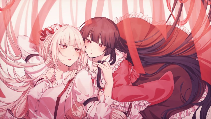 fujiwara no mokou and houraisan kaguya (touhou) drawn by somei_ooo