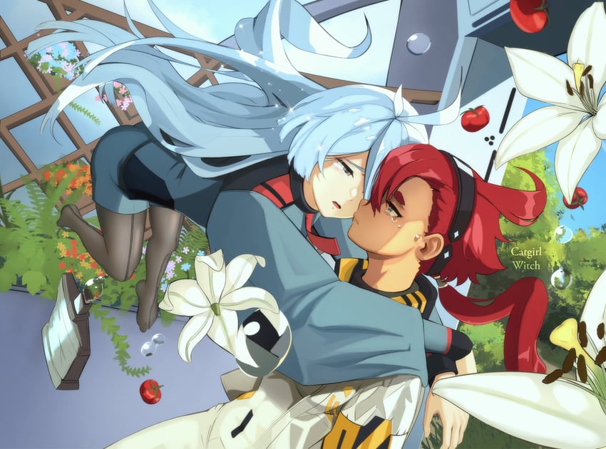 suletta mercury and miorine rembran (gundam and 1 more) drawn by catgirlwitch