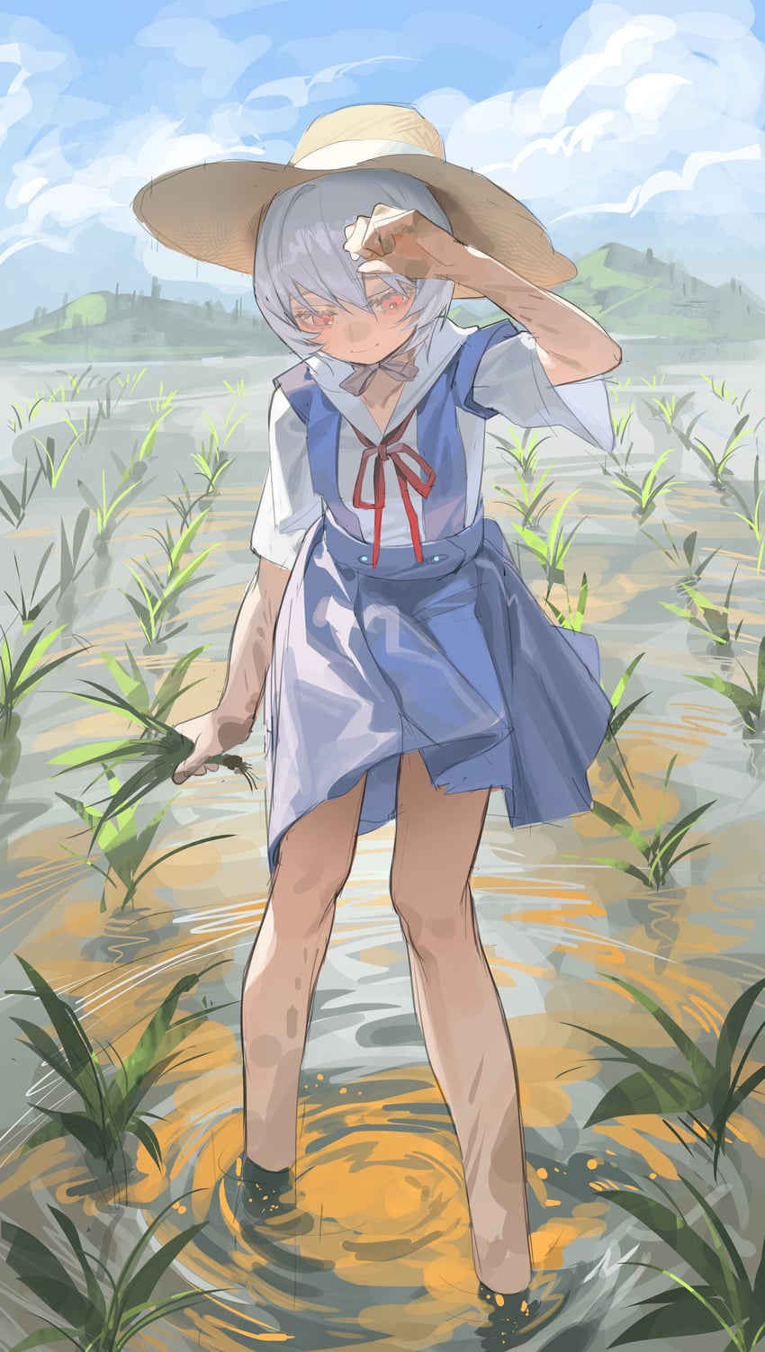 ayanami rei (neon genesis evangelion and 2 more) drawn by omurice_(304975636)