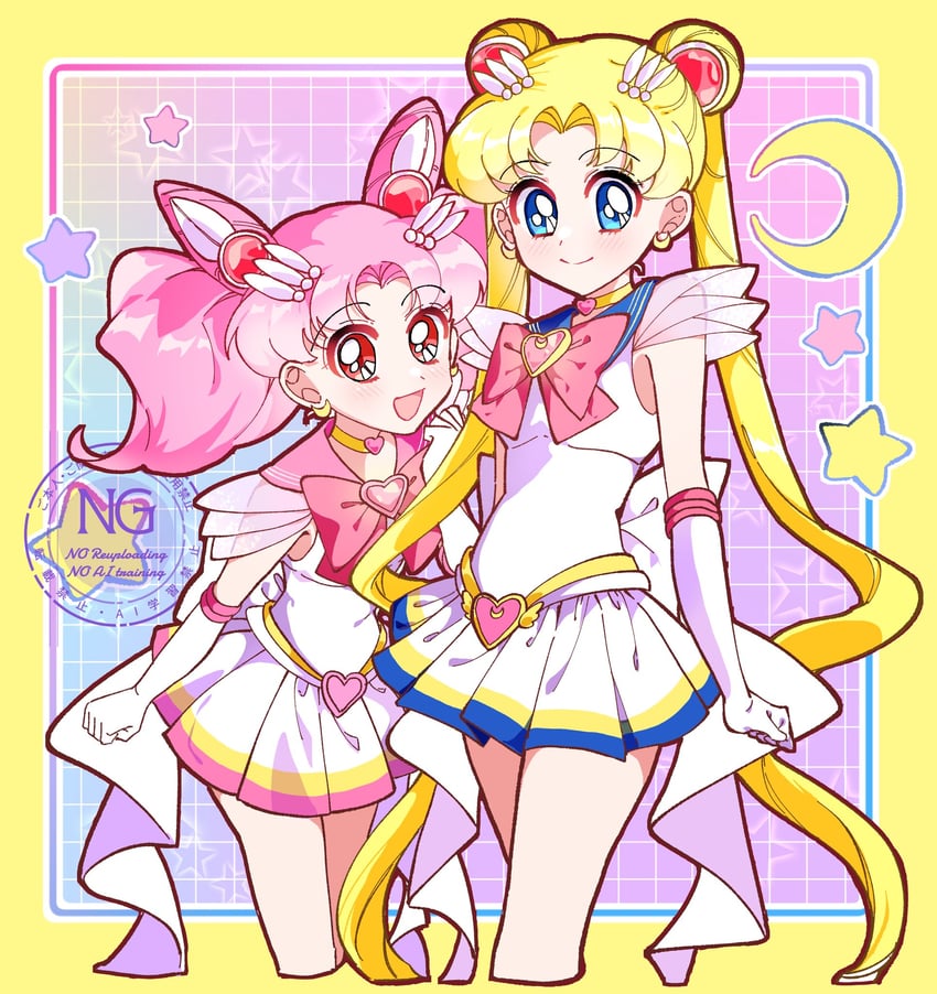 tsukino usagi, sailor moon, chibi usa, sailor chibi moon, super sailor moon, and 1 more (bishoujo senshi sailor moon) drawn by gumii42