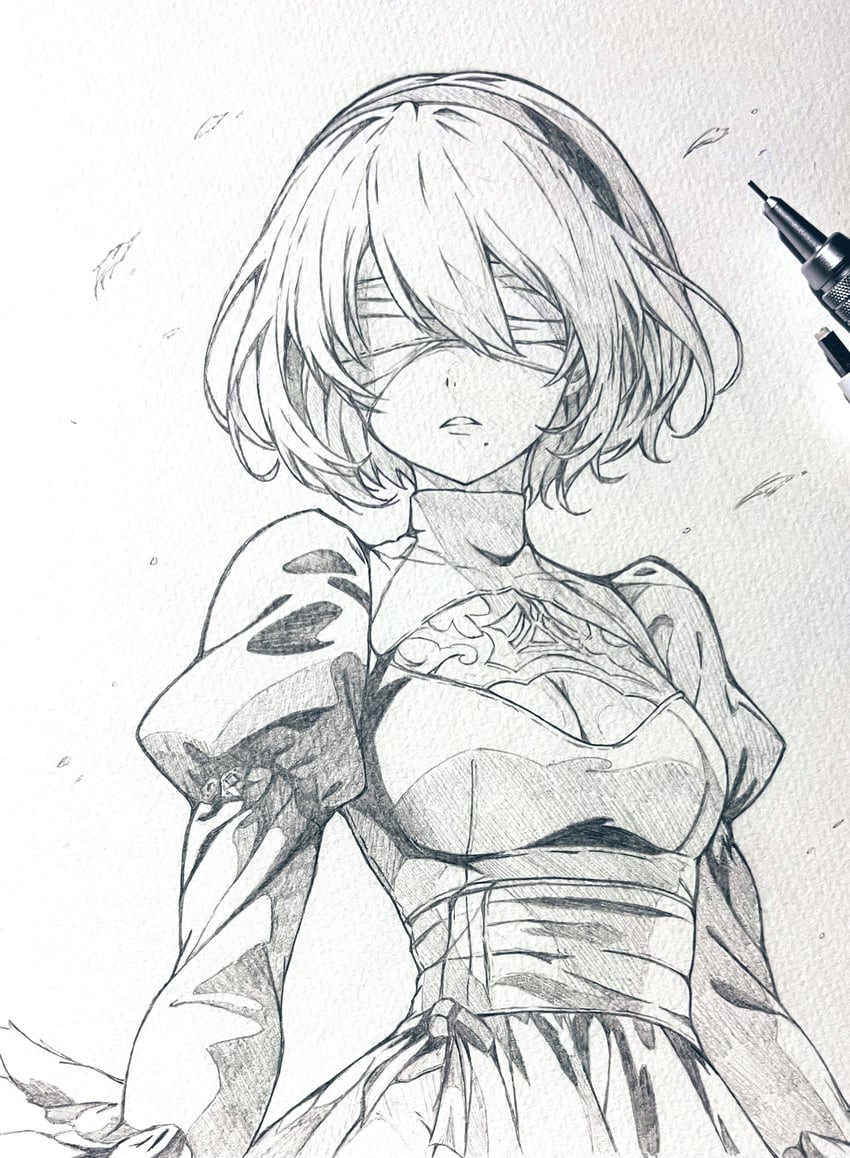 2b (nier and 1 more) drawn by seishun_dendeke