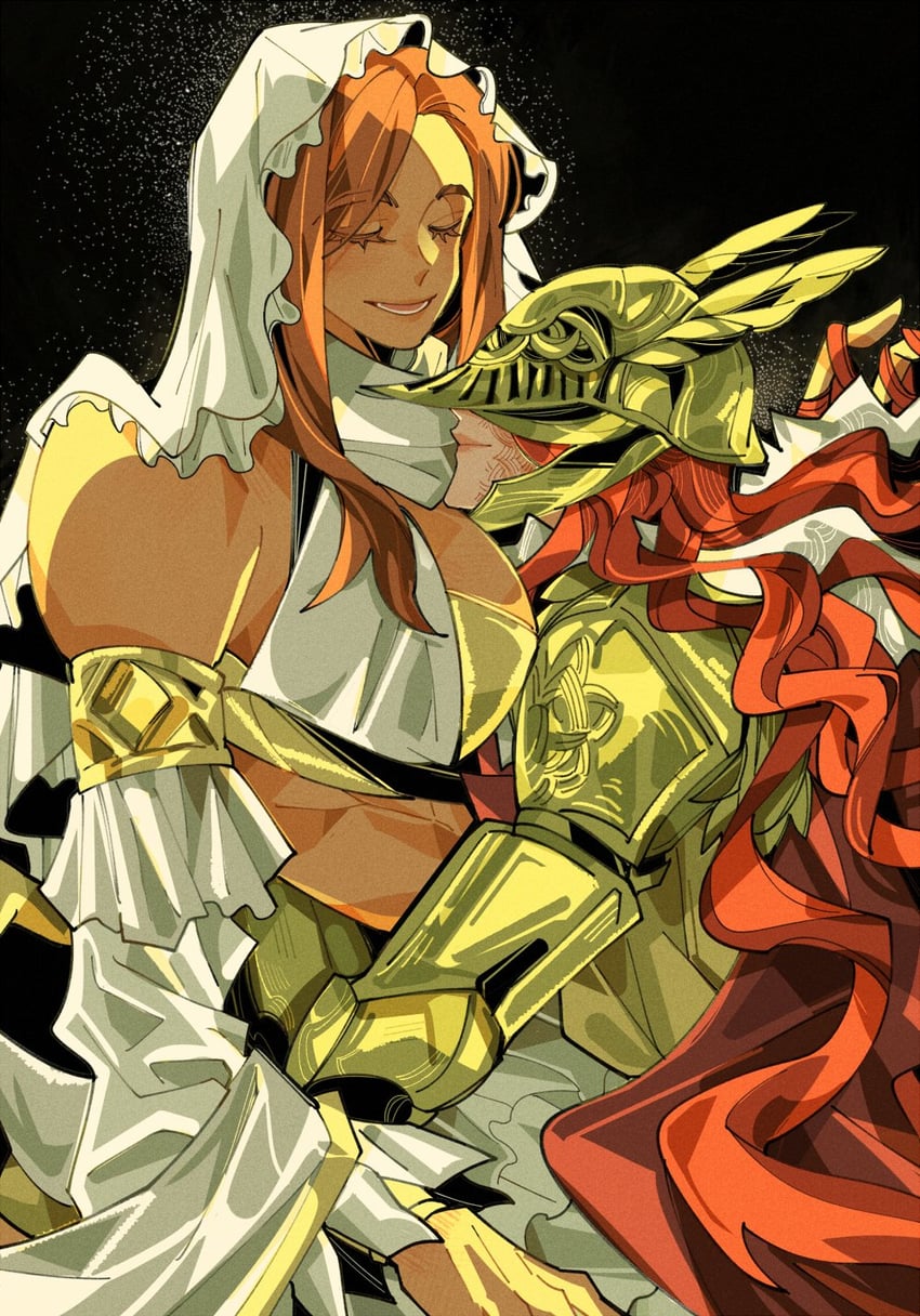 malenia blade of miquella and queen of sunlight gwynevere (elden ring and 3 more) drawn by drenched-in-sunlight