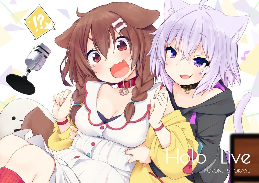 nekomata okayu and inugami korone (hololive) drawn by nejime