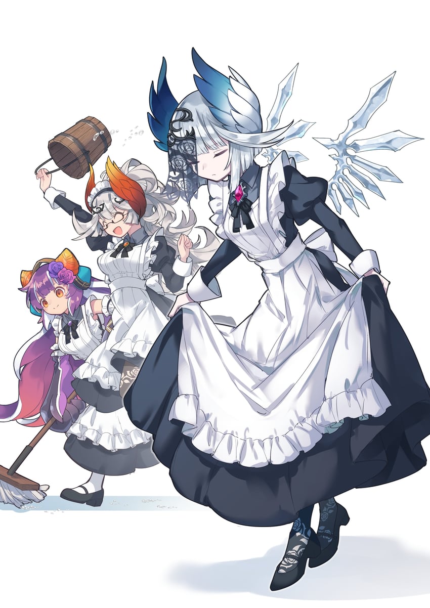 reeche, ponno, and orya (puzzle & dragons) drawn by kuuron_(moesann17)