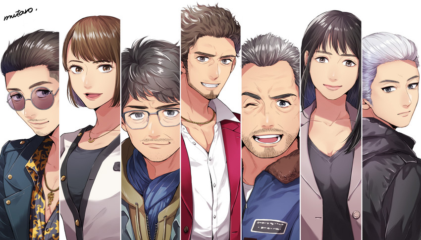 kasuga ichiban, zhao tianyou, mukoda saeko, adachi koichi, han joon-gi, and 2 more (ryuu ga gotoku and 1 more) drawn by mutarou_(mu)